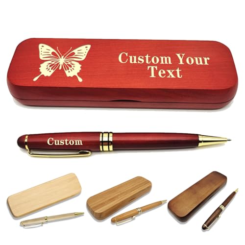 (1–3 Stifte-Set) Personalisierter Stift mit Monogrammetui, personalisierter gravierter Kugelschreiber mit personalisierter Hülle, personalisierte Stifte, Holzstift-Set für Anwälte, Ärzte, Lehrer von VUZUCOSH