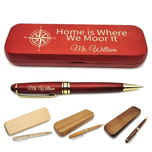 (1–3 Stifte-Set) Personalisierter Stift mit Monogrammetui, personalisierter gravierter Kugelschreiber mit personalisierter Hülle, personalisierte Stifte, Holzstift-Set für Anwälte, Ärzte, Lehrer von VUZUCOSH