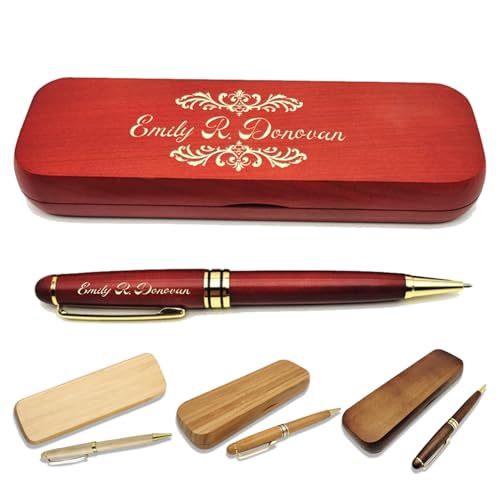 (1–3 Stifte-Set) Personalisierter Stift mit Monogrammetui, personalisierter gravierter Kugelschreiber mit personalisierter Hülle, personalisierte Stifte, Holzstift-Set für Anwälte, Ärzte, Lehrer von VUZUCOSH