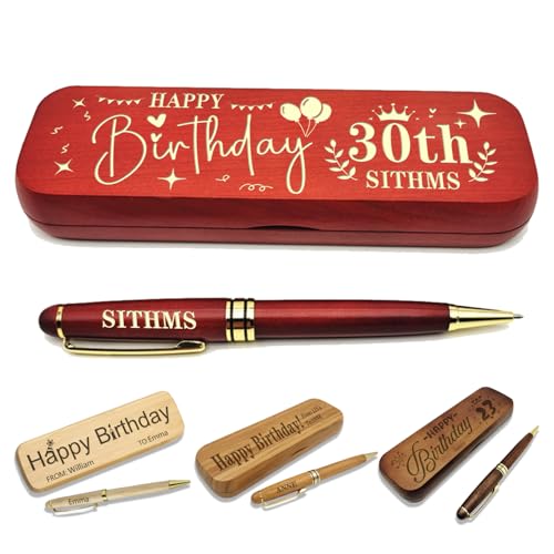 Personalisierter Stift mit monogrammiertem Etui, gravierter Kugelschreiber mit personalisiertem Etui, personalisierte Stifte, Holzstift-Set für Anwälte, Ärzte, Lehrer, Absolventen, Studenten (rotes von VUZUCOSH