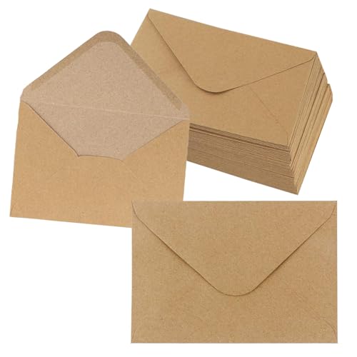 100 Stück Briefumschläge Aus Kraftpapier, DIN C6-162 x 114 mm Nassklebung Umschläge, Vintage Kuvert Briefumschlag, Briefumschläge Ohne Fenster für Briefe, Grußkarten, Einladunge, Party(Braun) von VVHFXD