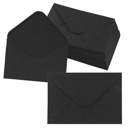 100 Stück Briefumschläge Aus Kraftpapier, DIN C6-162 x 114 mm Nassklebung Umschläge, Vintage Kuvert Briefumschlag, Briefumschläge Ohne Fenster für Briefe, Grußkarten, Einladunge, Party(Schwarz) von VVHFXD