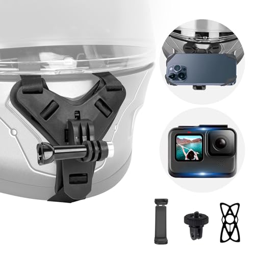 VVNTVEE Kinnhalterung für Kamera und Telefon, Motorrad helmhalterung Dirt Bike Zubehör für Go Pro Hero 13 12 11 10 DJI Action 5 Pro Action 4 Insta360 X4 X3 von VVNTVEE