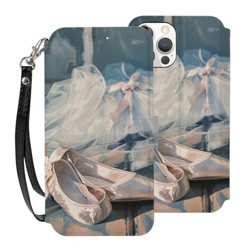 VVTDESA Ballettschuh-bedruckte Brieftaschen-Schutzhülle für iPhone 12-6,1 Zoll mit Kartenhalter, PU-Leder, Kartenfächer, Flip-Handy-Schutzhülle mit Handschlaufe, Weiß VVTDESA Ballettschuh-bedruckte Brieftaschen-Schutzhülle für iPhone 12-6,1 Zoll mit Kartenhalter, PU-Leder, Kartenfächer, Flip-Handy-Schutzhülle mit Handschlaufe, Weiß von VVTDESA