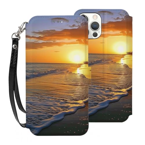 VVTDESA Bedruckte Brieftaschen-Schutzhülle für iPhone 12 Pro Max mit Kartenhalter, PU-Leder, Kartenfächer, Klapphülle mit Handschlaufe, Weiß von VVTDESA