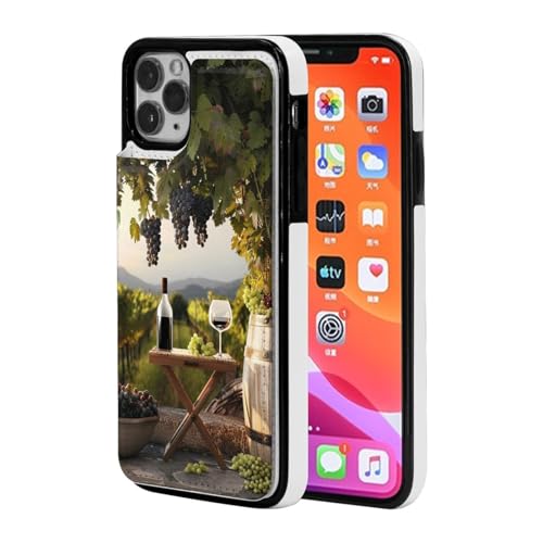 VVTDESA Farmhouse Schutzhülle für iPhone 11 Pro Max 16,5 cm (6,5 Zoll), mit Kartenhalter, PU-Leder, Kartenfächer, Klapphülle mit Rotwein von VVTDESA