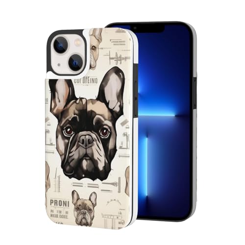 VVTDESA I Love Französische Bulldogge bedruckte Brieftaschen-Schutzhülle für iPhone 13 Mini, 13,7 cm (5,4 Zoll), mit Kartenfächern, PU-Leder, Kartenfächer, Klapphülle von VVTDESA