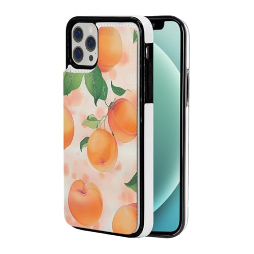 VVTDESA Pfirsichbedruckte Brieftaschen-Schutzhülle für iPhone 12 Pro Max, 17,5 cm (6,7 Zoll), mit Kartenhalter, PU-Leder, Kartenfächer, Klapphülle von VVTDESA