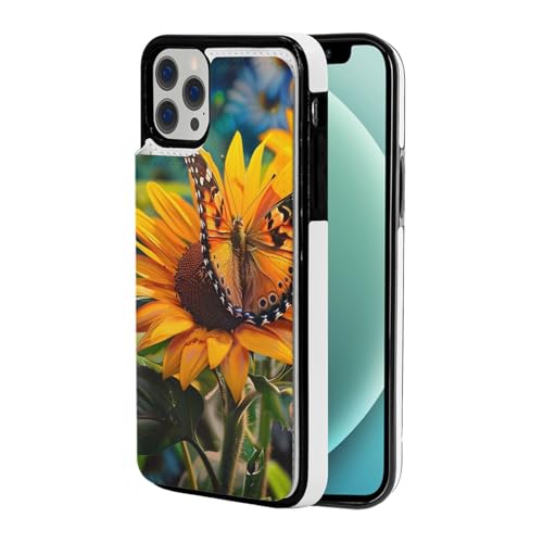 VVTDESA Schutzhülle für iPhone 12 - 6,1 Zoll (30,5 - 15,5 cm), mit Kartenhalter, PU-Leder, Kartenfächer, Klapphülle von VVTDESA
