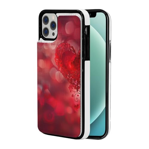 VVTDESA Schutzhülle für iPhone 12 - 6,1 Zoll (30,5 - 15,5 cm), mit Kartenhalter, PU-Leder, Kartenfächer, Klapphülle zum Valentinstag von VVTDESA