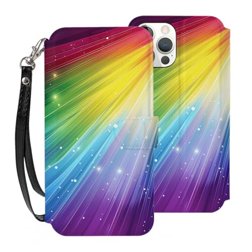 VVTDESA Schutzhülle für iPhone 12 Mini, 13,7 cm (5,4 Zoll), mit Kartenhalter, PU-Leder, Kartenfächer, Flip-Handyhülle mit Handschlaufe von VVTDESA