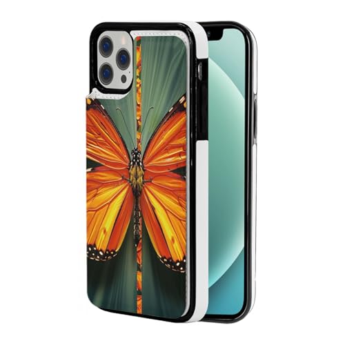 VVTDESA Schutzhülle für iPhone 12 Pro, 15,5 cm (6,1 Zoll), mit Kartenhalter, PU-Leder, Kartenfächer, Orange von VVTDESA