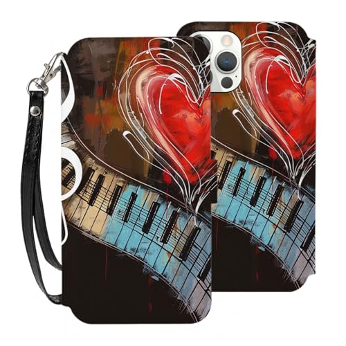 VVTDESA Schutzhülle für iPhone 12 Pro, Motiv: Treble Love und Musik, bedruckt, mit Kartenhalter, PU-Leder, Kartenfächer, Klapphülle mit Handschlaufe, Weiß VVTDESA Schutzhülle für iPhone 12 Pro, Motiv: Treble Love und Musik, bedruckt, mit Kartenhalter, PU-Leder, Kartenfächer, Klapphülle mit Handschlaufe, Weiß von VVTDESA
