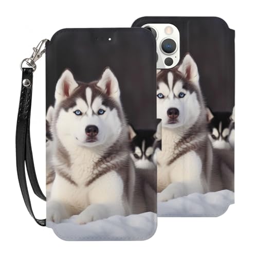 VVTDESA Schutzhülle für iPhone 12 Pro (15,5 cm) mit Kartenhalter, PU-Leder, Kartenfächer, Klappetui mit Handschlaufe von VVTDESA
