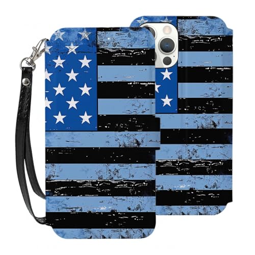 VVTDESA Schutzhülle für iPhone 12 Pro (15,5 cm (6,1 Zoll), mit Kartenhalter, PU-Leder, Kartenfächer, Klapphülle mit Handschlaufe, Blau von VVTDESA