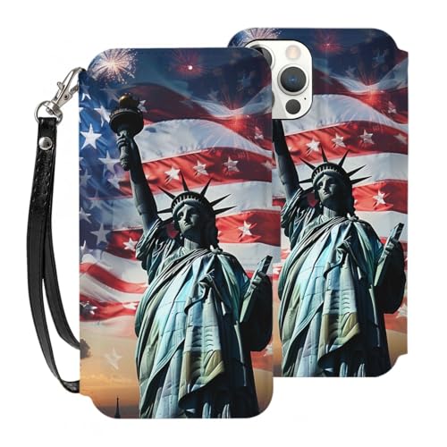 VVTDESA Schutzhülle für iPhone 12 Pro mit Freiheitsstatue, bedruckt, mit Kartenhalter, PU-Leder, Kartenfächer, Klapphülle mit Handschlaufe, Weiß VVTDESA Schutzhülle für iPhone 12 Pro mit Freiheitsstatue, bedruckt, mit Kartenhalter, PU-Leder, Kartenfächer, Klapphülle mit Handschlaufe, Weiß von VVTDESA