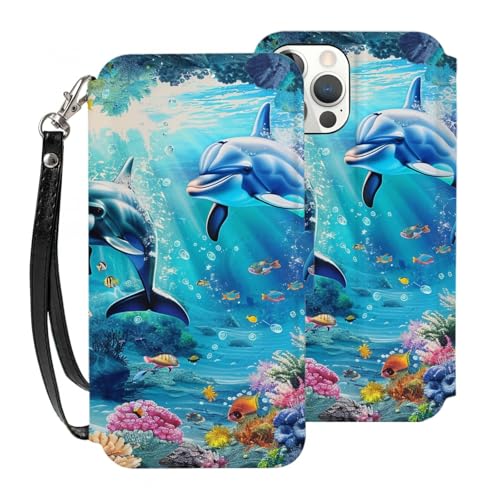 VVTDESA Sea Underwater Delphin Fish Printed Wallet Case for iPhone 12 Pro Max - 6.7 Inch with Card Holder, Pu Leather Card Slots Flip Phone Wallet Case with Wrist Strap White VVTDESA Sea Underwater Delphin Fish Printed Wallet Case for iPhone 12 Pro Max - 6.7 Inch with Card Holder, Pu Leather Card Slots Flip Phone Wallet Case with Wrist Strap White von VVTDESA