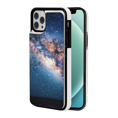 VVTDESA Starry Universe Schutzhülle für iPhone 12 Mini, 13,7 cm (5,4 Zoll), mit Kartenhalter, PU-Leder, Kartenfächer, Klapphülle von VVTDESA
