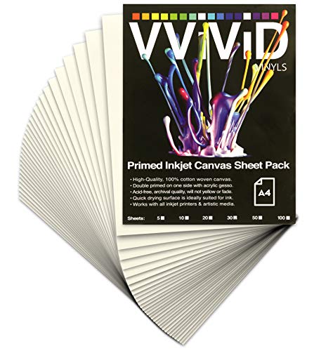 VViViD Inkjet Leinwand 100% echte bedruckbare Baumwolle LTR 8,5 x 11 56,7 kg 340gsm 17mil (30 Blatt) von VViViD
