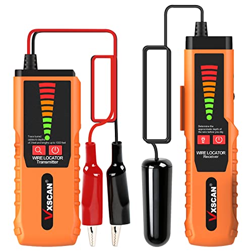 VXSCAN Underground Kabel Draht Locator, F04 Wire Tracer Kabel Tester mit Kopfhörer, Erdkabel Locators für Hundezaun Kabel Bewässerung Kontrolle Drähte von VXSCAN