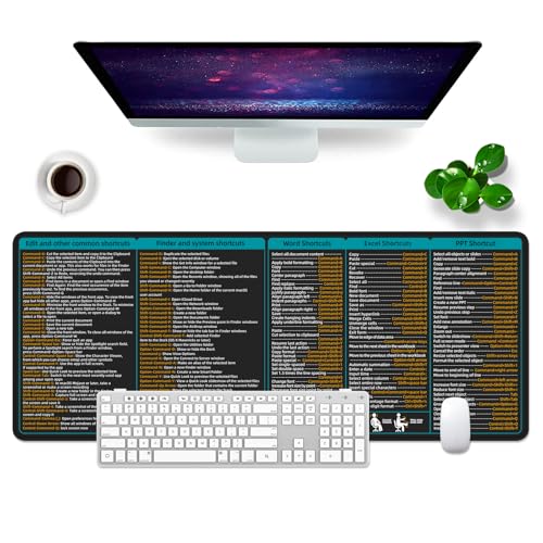 Mac Kurzbefehle Mauspad (Englische Version) Schreibtischunterlage 800x300mm Mousepads XL Großes Mauspad, Computer PC Tastatur Mauspad Mac Memorandum (Mac Mauspad Englisch) von VYEUIAO