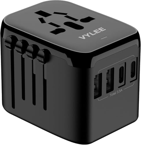VYLEE Reiseadapter Weltweit, Universal Reisestecker mit 2xUSB-A und 2xUSB-C, Internationaler Steckdosenadapter, 5-in-1 Reiseadapter, Universaladapter für USA England Japan Thailand Italien Australien VYLEE Reiseadapter Weltweit, Universal Reisestecker mit 2xUSB-A und 2xUSB-C, Internationaler Steckdosenadapter, 5-in-1 Reiseadapter, Universaladapter für USA England Japan Thailand Italien Australien von VYLEE