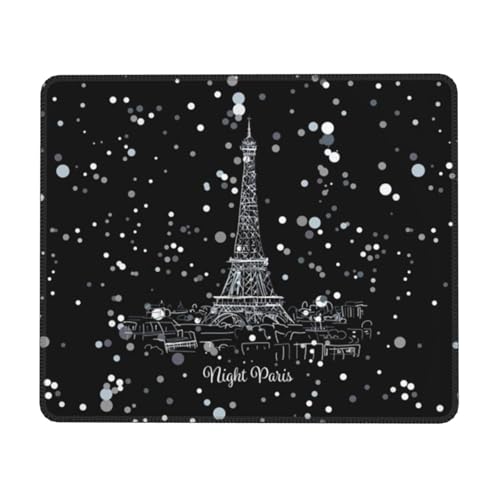 Night Paris Eiffelturm Mauspad mit genähtem Rand, rutschfeste Gummiunterseite, moderate Oberflächenreibung, rutschfestes Mauspad für Computer, Laptop, Büro & Zuhause Night Paris Eiffelturm Mauspad mit genähtem Rand, rutschfeste Gummiunterseite, moderate Oberflächenreibung, rutschfestes Mauspad für Computer, Laptop, Büro & Zuhause von VYONNE