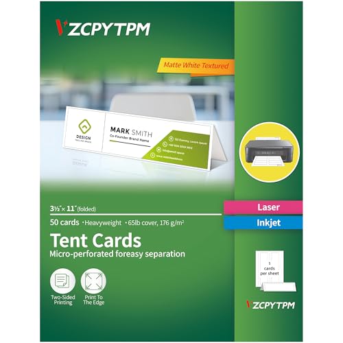 50 Zeltkarten, bedruckbare Tischkarten für den Tisch, 8,9 x 27,9 cm, Namenskarte für Laser- oder Tintenstrahldrucker, Hochzeit, Dinner-Party, Buffet 50 Zeltkarten, bedruckbare Tischkarten für den Tisch, 8,9 x 27,9 cm, Namenskarte für Laser- oder Tintenstrahldrucker, Hochzeit, Dinner-Party, Buffet von VZCPYTPM
