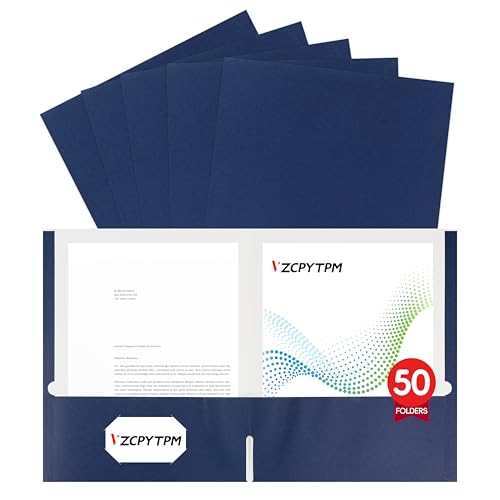 Aktenordner mit zwei Taschen, Briefgröße, 21,6 x 27,9 cm, für Büro, Schule und Zuhause, Organizer, 50 Packungen, Marineblau Aktenordner mit zwei Taschen, Briefgröße, 21,6 x 27,9 cm, für Büro, Schule und Zuhause, Organizer, 50 Packungen, Marineblau von VZCPYTPM