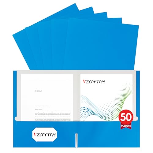 Dokumentenmappe mit zwei Fächern, Briefgröße, 21,6 x 27,9 cm, für Büro, Schule und Zuhause, 50 Stück, Blau Dokumentenmappe mit zwei Fächern, Briefgröße, 21,6 x 27,9 cm, für Büro, Schule und Zuhause, 50 Stück, Blau von VZCPYTPM