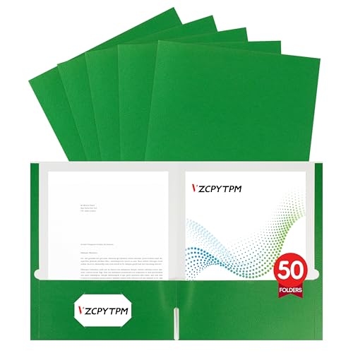 Dokumentenmappe mit zwei Fächern, Briefgröße, 21,6 x 27,9 cm, für Büro, Schule und Zuhause, Organizer, 50 Packungen, Grün Dokumentenmappe mit zwei Fächern, Briefgröße, 21,6 x 27,9 cm, für Büro, Schule und Zuhause, Organizer, 50 Packungen, Grün von VZCPYTPM