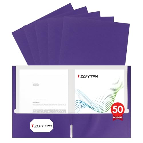 Dokumentenmappe mit zwei Taschen, Briefgröße, 21,6 x 27,9 cm, für Büro, Schule und Zuhause, Organizer, 50 Packungen, Violett Dokumentenmappe mit zwei Taschen, Briefgröße, 21,6 x 27,9 cm, für Büro, Schule und Zuhause, Organizer, 50 Packungen, Violett von VZCPYTPM