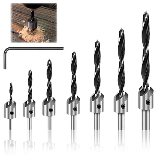 VZXZXE 7 Stück Bohrer mit Senker 3 4 5 6 7 8 10 mm Bohrer Set für Holzbearbeitung Senkbohrer Senkbohrer mit Tiefenanschlag Holzbohrer Kegelsenker Set VZXZXE 7 Stück Bohrer mit Senker 3 4 5 6 7 8 10 mm Bohrer Set für Holzbearbeitung Senkbohrer Senkbohrer mit Tiefenanschlag Holzbohrer Kegelsenker Set von VZXZXE