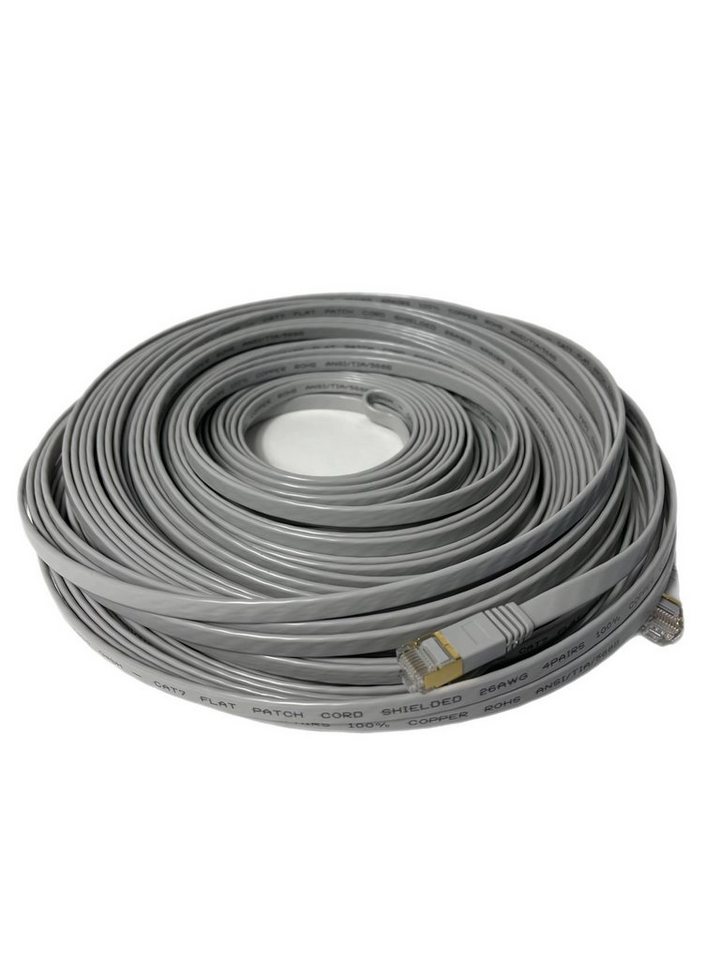 VaGo-Tools CAT7 Patchkabel Netzwerkkabel grau 30m flach LAN-Kabel, RJ45, RJ45 von VaGo-Tools