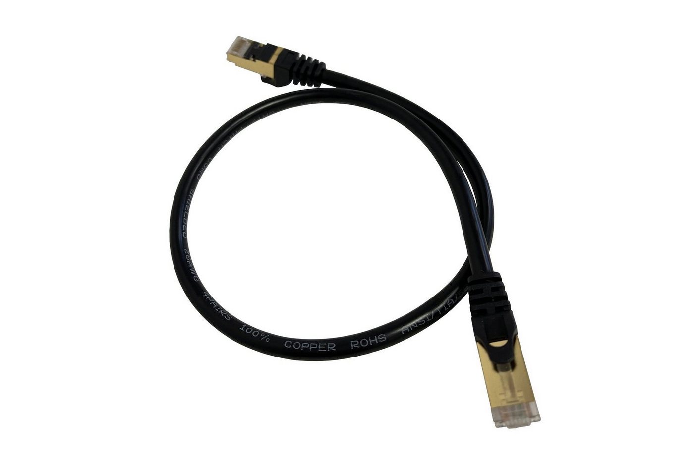 VaGo-Tools CAT7 Patchkabel Netzwerkkabel schwarz 0,5m rund LAN-Kabel, RJ45, RJ45 von VaGo-Tools