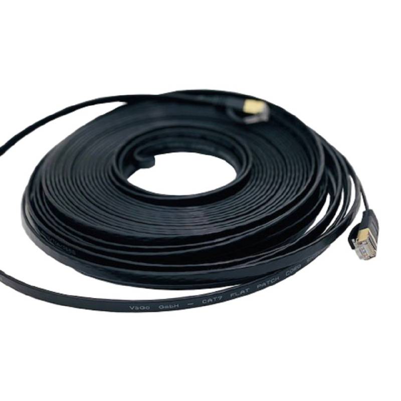 VaGo-Tools CAT7 Patchkabel Netzwerkkabel schwarz 10m flach LAN-Kabel, RJ45, RJ45 von VaGo-Tools