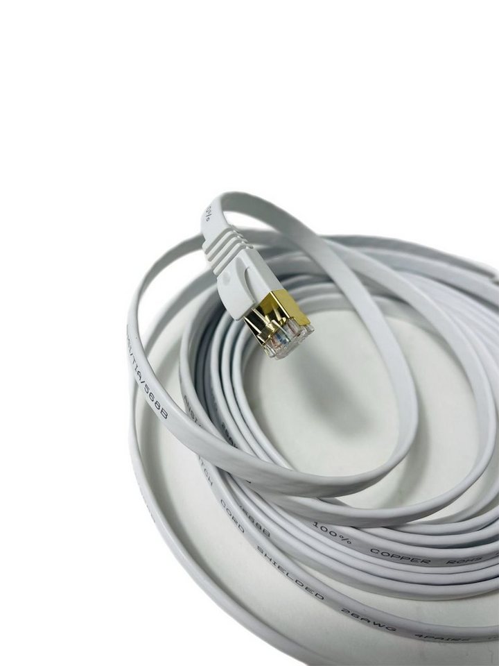 VaGo-Tools CAT7 Patchkabel Netzwerkkabel weiß 0,5m flach LAN-Kabel, RJ45, RJ45 von VaGo-Tools