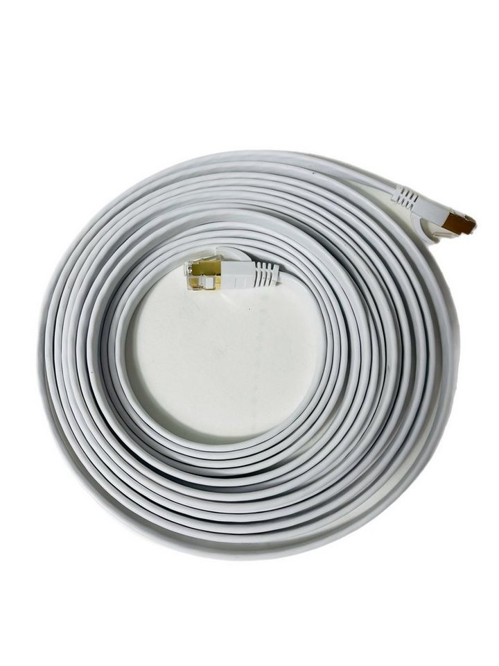 VaGo-Tools CAT7 Patchkabel Netzwerkkabel weiß 30m flach LAN-Kabel, RJ45, RJ45 von VaGo-Tools