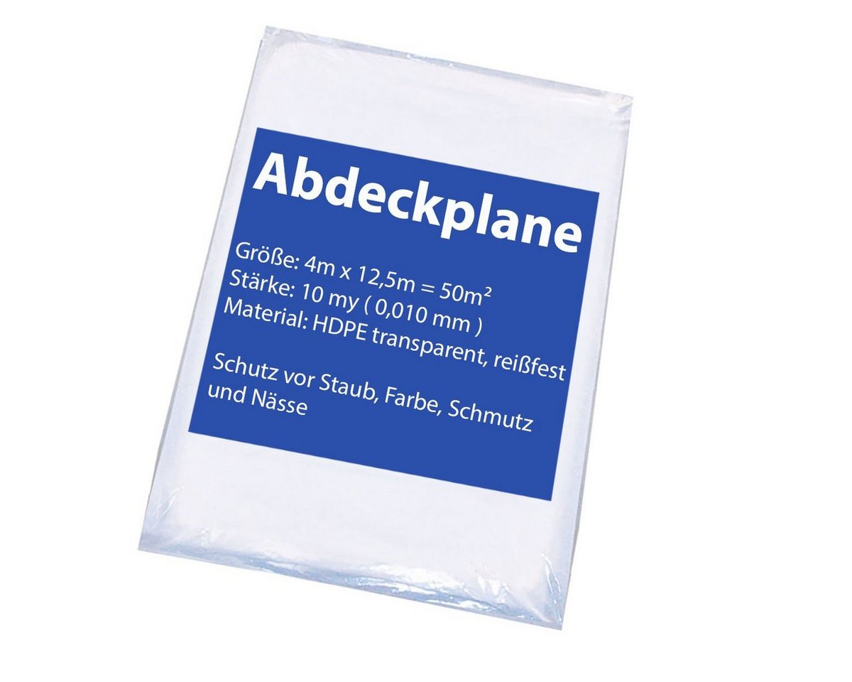 VaGo-Tools Schutzfolie Malerplane Abdeckfolie Plane 4x12,5m 10my 10 Stück, (Set) von VaGo-Tools