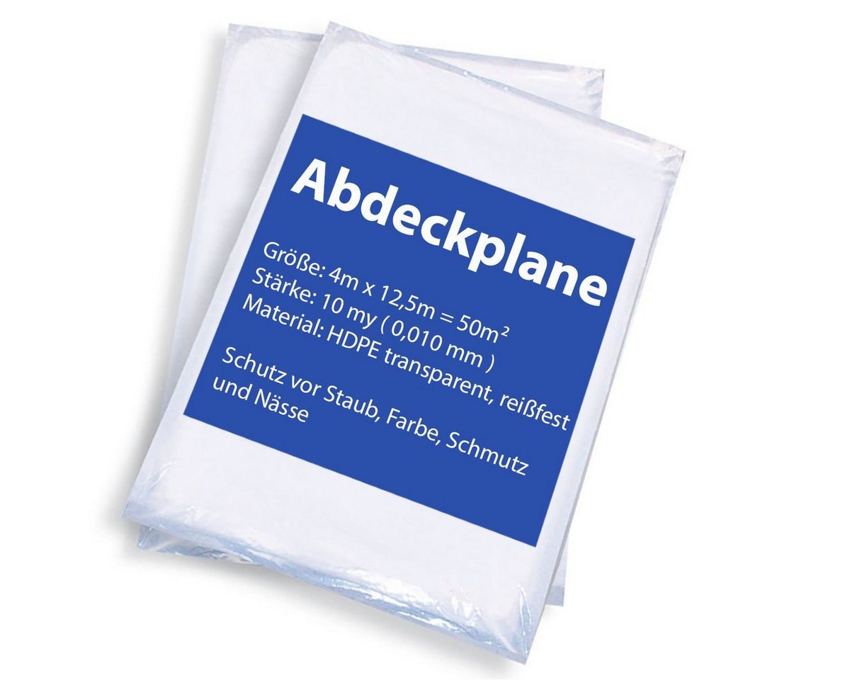 VaGo-Tools Schutzfolie Malerplane Abdeckfolie Plane 4x12,5m 10my 50 Stück, (Set) von VaGo-Tools