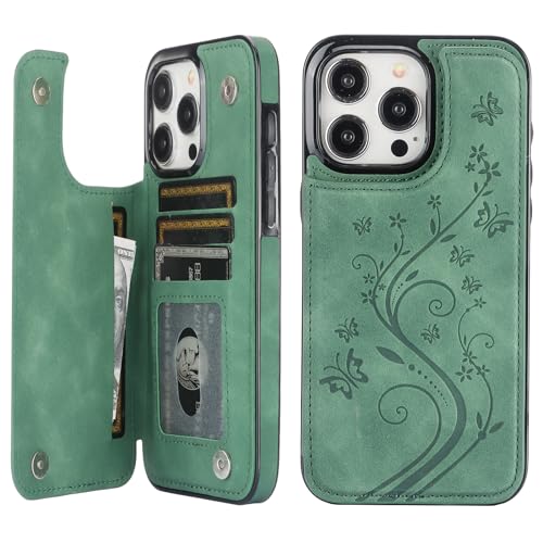 Vaburs Kompatibel mit iPhone 15 Pro Max Hülle Brieftasche mit Kartenhalter, geprägtes Schmetterlingsmuster, PU-Leder, Doppeltasten, Flip-Schutzhülle, stoßfeste Abdeckung für magnetische Autohalterung, Vaburs Kompatibel mit iPhone 15 Pro Max Hülle Brieftasche mit Kartenhalter, geprägtes Schmetterlingsmuster, PU-Leder, Doppeltasten, Flip-Schutzhülle, stoßfeste Abdeckung für magnetische Autohalterung, von Vaburs