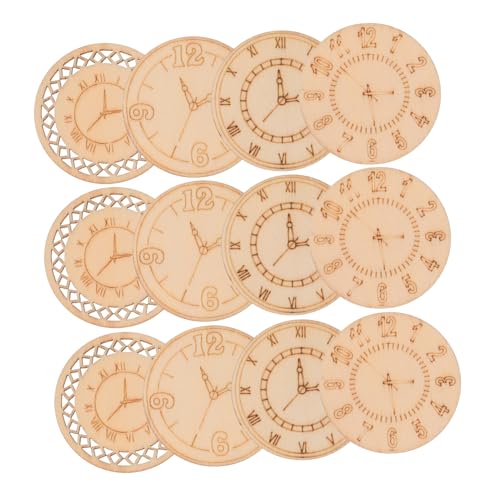 Vaguelly 16 Stück Holzhöhlenuhr Dekoration Wanduhren Wohnzimmer Rahmenlos Wanduhr-panel Zahlen Unvollendete Uhrenscheiben Kleine Wanduhr Ticken Scharfer Digitaler Wecker Taupe Hölzern Beige von Vaguelly