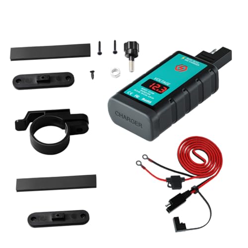 Vaguelly 1Satz Ladeadapter mit USB und C Schnellladung für Smartphones Kabel mit Button Schalter und Spannungsanzeige SAE Kompatibel für Motorräder Vaguelly 1Satz Ladeadapter mit USB und C Schnellladung für Smartphones Kabel mit Button Schalter und Spannungsanzeige SAE Kompatibel für Motorräder von Vaguelly