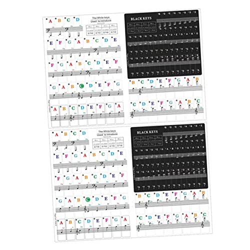 Vaguelly 2Sätze Klavier Tastaturaufkleber Tasten Aufkleber für Anfänger Transparent und Abnehmbar Notenetiketten für Klavier und Elektronische Orgel von Vaguelly