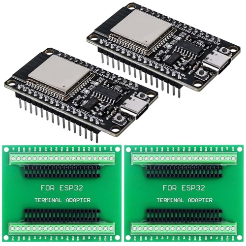 2 Set ESP32 Entwicklungsboard+ESP32 Breakout Board, 2.4GHz Dual-Mode WiFi Bluetooth Dual Cores Mikrocontroller Prozessor Kombinations Niedriger Energieverbrauch WLAN Bluetooth 2-in-1 Mikrocontroller von Vaileal