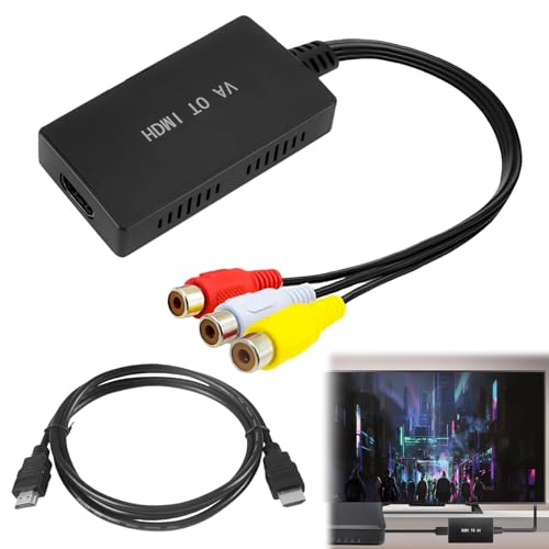 RCA zu HDMI Konverter: HDMI auf RCA Konverter mit 50CM Kabeln, Composite zu HDMI Adapter Unterstützung 1080P, AV zu HDMI Adapter für PS2/Xbox/SNES/ N64/ VHS/VCR Videorecorder DVD, Unterstützt PAL/NTSC von Vaileal