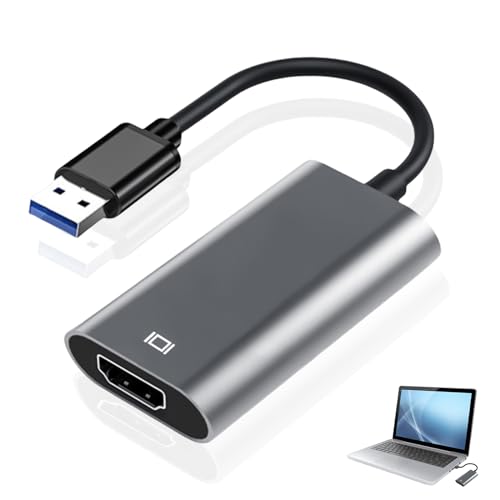Vaileal USB 3.0/2.0 auf HDMI Adapter: USB HDMI Adapter, Full HD Multi-Display Video-Audio-Konverter, USB auf HDMI Adapter für PC, Windows XP 7/8/10, Desktop, Laptop, Projektor und Mac OS von Vaileal