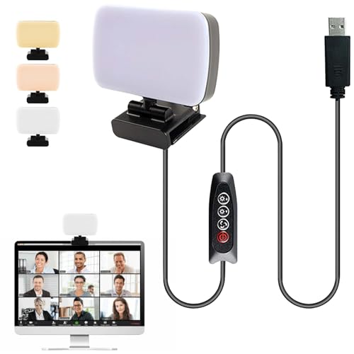 Videokonferenz Licht: Selfie Licht mit Clip, LED Videoleuchte, Webcam Licht, 120 LED+3 Lichtmodi+10 Helligkeiten+360°Drehbar Licht Videokonferenz, Mini Videolicht für Handy, Tablet, iPad, Laptop von Vaileal