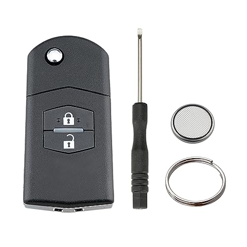2 Tasten Fernbedienung Klapp Schlüsselgehäuse Kompatibel für Mazda CX-7 CX-5 2 3 4 5 6 RX-8 (2 Tasten Mit Batterien) von Vailikey