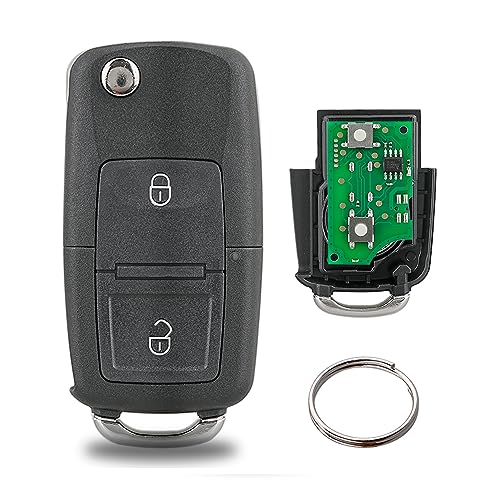 2 Tasten Klapp Schlüssel Fernbedienung für Volkswagen Golf Polo Passat Seat Skoda (433MHz ID48 Chip) (1J0959753CT) von Vailikey